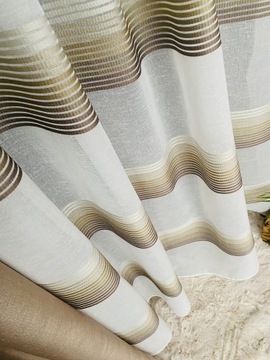 Матовая штора ЭКО ЛЕН, бежевые полосы, 290 см, свободный пошив