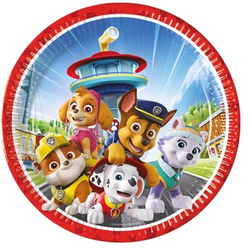 Talerzyki papierowe Psi Patrol 23 cm Urodziny