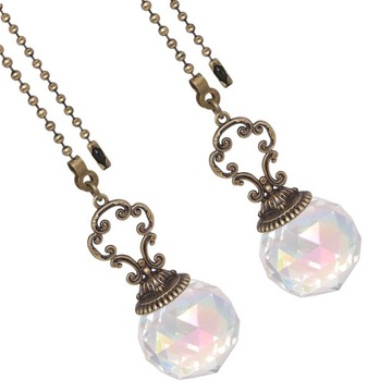 Вентилятор Подвесной светильник Цепочка Хрустальный шар-призма 2 шт.