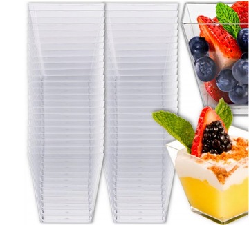 KUBEK PUCHARKI NA DESERY PRZEKĄSKI 120ML 100SZT POJEMNIK KWADRATOWY