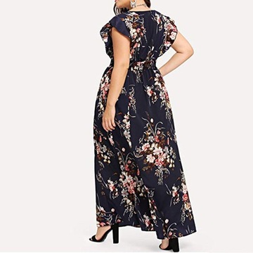 Sukienka Rozkloszowana Maxi Długa PLUS SIZE 46 3XL