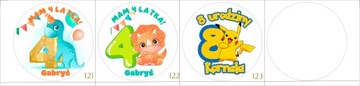 НАКЛЕЙКИ на день рождения 1 2 3 4 5 6 7 8 с именами 4,5 см 6 шт. персонализированные