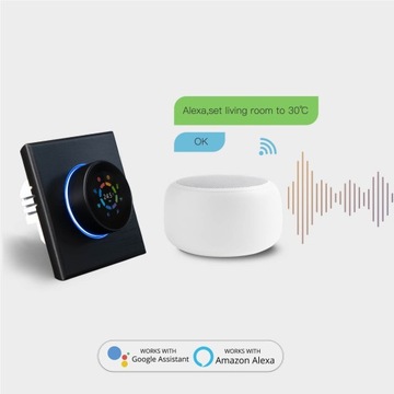 Умный термостат WIFI ручка электрический теплый пол 16А черный RU