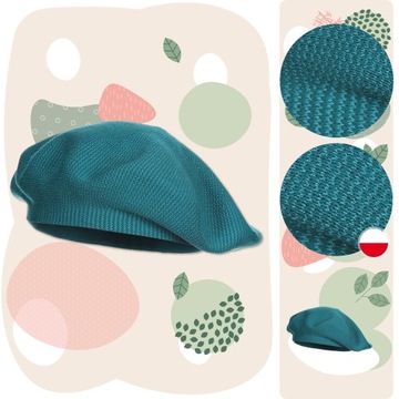 NIEBIESKI BERET KLASYCZNY DAMSKI ELEGANCKI ZIMOWY PRODUKT POLSKI MAJKA