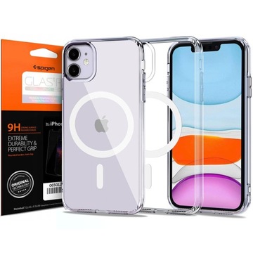 ETUI CASE COVER TPU DO MAGSAFE NA IPHONE 11 - CLEAR + SZKŁO SPIGEN GLAS.TR