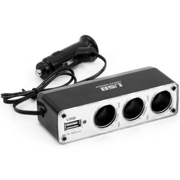 PRZEDŁUŻACZ PRZEDŁUŻKA ZAPALNICZKI 12V 24V USB ROZGAŁĘŻNIK ROZDZIELACZ