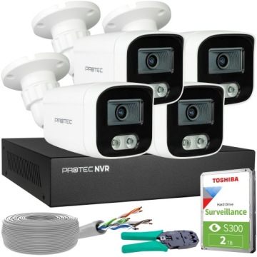 Sada pro monitorování 4 kamer Ip 8MP PoE Mikrofon Detekce lidí Hdd