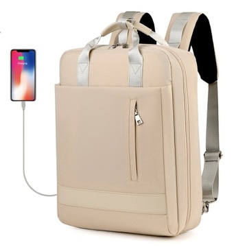 Plecak/torba JQ 1005 na laptopa 17,3 z USB beżowy