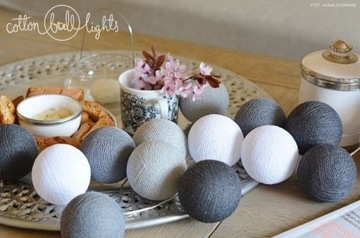 Zestaw lampek Cotton Balls Grey Shadow 10 kul