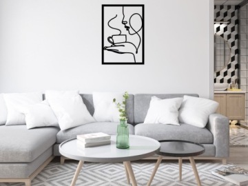 Красивая Ажурная Настенная Картина Женщина Кофе 3D Панно