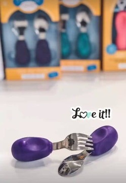 ЭРГОНОМИЧНЫЕ детские столовые приборы, удобные в использовании, фиолетовые NANA'S MANNERS