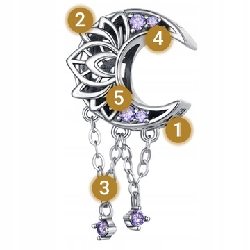 CHARMS KSIĘŻYC I GWIAZDY srebro 925 wiszący srebrny koralik beads pr 925