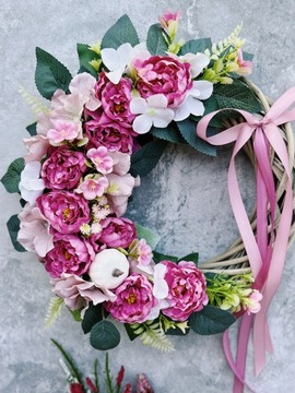 WIANEK JESIENNY NA DRZWI KWIATY SZTUCZNE WIKLINOWY WIENIEC STROIK DYNIA