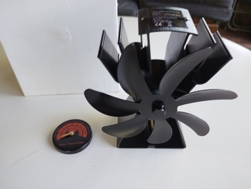 7 łopatowy wentylator kominkowy zasilany ciepłem termometr rękawiczki