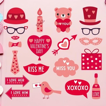 Rekwizyty do fotobudki na Walentynki Rekwizyty do fotobudki ślubnej w stylu B