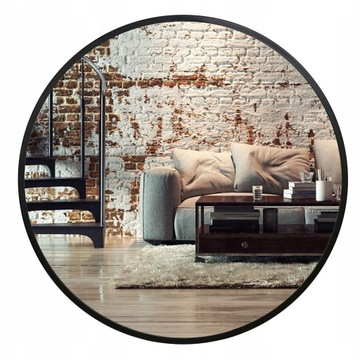 КРУГЛОЕ НАСТЕННОЕ ЗЕРКАЛО ПРОМЫШЛЕННОЕ ЛОФТ В ЧЕРНОЙ РАМКЕ 60 см