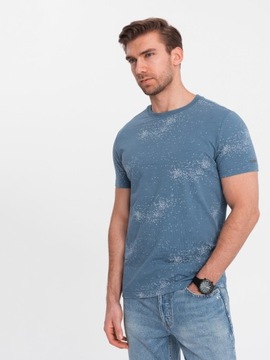 Męski t-shirt fullprint 100% bawełna niebieski denim V3 OM-TSFP-0179 XXL