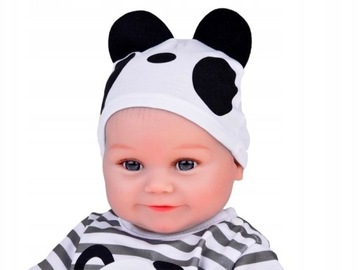Urocza miękka Lalka Chłopiec 45cm jak żywa ubrana kombinezon Panda AR5358