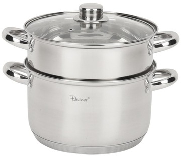 Garnek na Parę Parowar 22cm 3el. 4L INDUKCJA GAZ do gotowania na parze