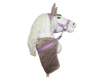 ZESTAW NR 1 DLA HOBBY HORSE FIOLETOWY A4: DERKA, NAUSZNIKI, KANTAR, WODZE