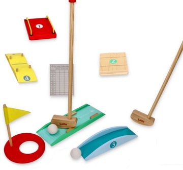 MINI GOLF ZRĘCZNOŚCIOWA GRA OGRODOWA DLA DZIECI DREWNIANA LELIN