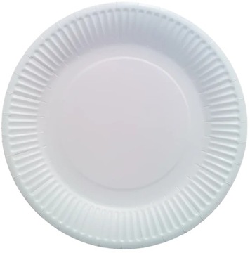 Белые одноразовые бумажные тарелки 23 см 100 шт.