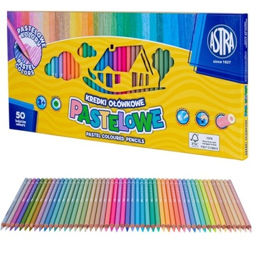 Kredki ołówkowe PASTELOWE KOLORY 50 szt.