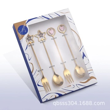 Набор рождественских ложек и вилок из 4 предметов, посуда из нержавеющей стали для рождественской елки с изображением лося