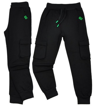 SPODNIE DRESOWE BOJÓWKI CHŁOPIĘCE CZARNE r.128 cm