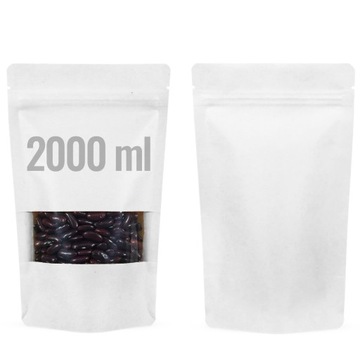 Torebka Papierowa Doypack Biała 20x30cm 2000ml Małe Okno Zestaw 50szt.