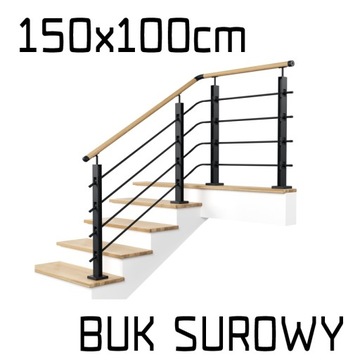 Balustrada barierka drewniana metalowa LOFT 1,5+1m