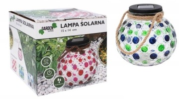 LAMPA SOLARNA KOLOROWA DEKORACYJNA OGRODOWA SZKŁO