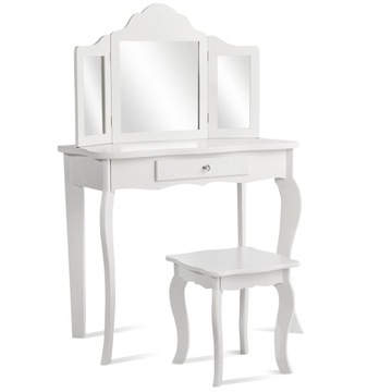 Toaletka dziecięca z taboretem Costway 70 x 35 x 105 cm biały/1265