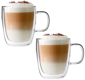 Zestaw kubków szklanek termicznych do kawy latte ANDREA 2szt kpl 350 ml