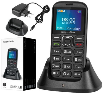 TELEFON DLA SENIORA GŁOŚNY PRZYCISK SOS DUŻE KLAWISZE STACJA ŁADUJĄCA