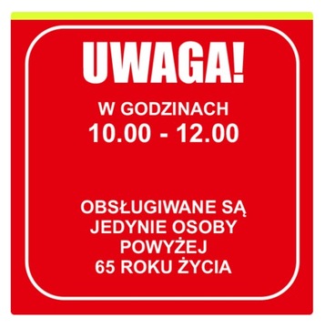 Tabliczka Informacyjna 20cm Obsługa Seniorów