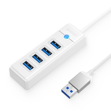 Orico Hub biały USB-A na 4x USB-A 3.1 Gen 1, 15 cm wbudowany przewód
