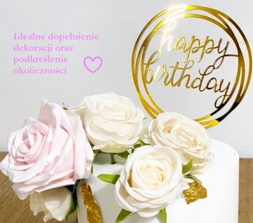 ТОППЕР НА ДЕНЬ РОЖДЕНИЯ с акриловой надписью «С Днем Рождения» ЗОЛОТОЙ ТОППЕР