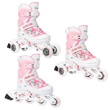 Rolki Wrotki 3w1 RAVEN Regulowane Laguna White/Pink 30-33