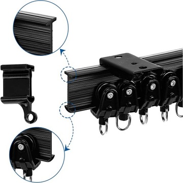 ELASTYCZNY KARNISZ SZYNA DO ZASŁON FIRAN 5M CAŁY ZESTAW KOLOR CZARNA