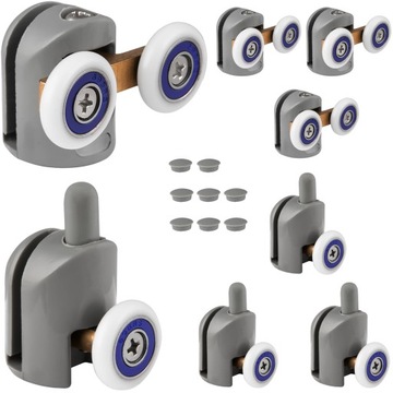 KOMPLET 8 ROLEK DO KABINY PRYSZNICOWEJ ROLKI KÓŁKA 20 mm INEA