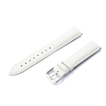 18 mm Biały Pasek Do Zegarka Gładki Skóra