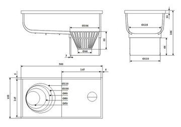 Отстойник с нижним желобом 110 мм черный дес