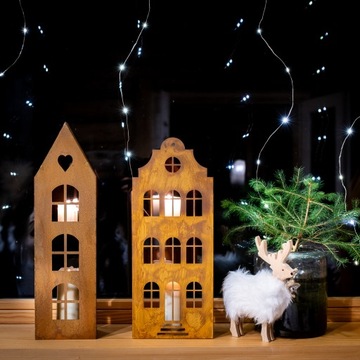 ДОМ СВЕТИЛЬНИК ДЛЯ СВЕТОДИОДНЫХ СВЕЧЕЙ ФОНАРЬ РУЧНОЙ РАБОТЫ ИЗ КОРТЕНА ЛАМПА РЖАВЬ