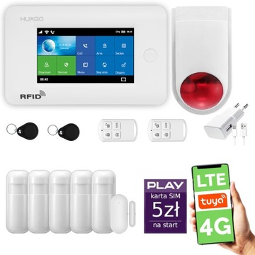 Alarm bezprzewodowy WiFi + GSM 4G LTE z aplikacją TUYA , HUXGO HXA006 4G
