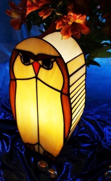 Lampa Sowa witrażowa Tiffany