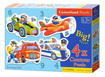 КОНТУРНЫЙ ПАЗЛ 4В1 АВТОМОБИЛИ СОРЕВНОВАНИЯ CASTORLAND 3+ 4+ 6+ 9 EL