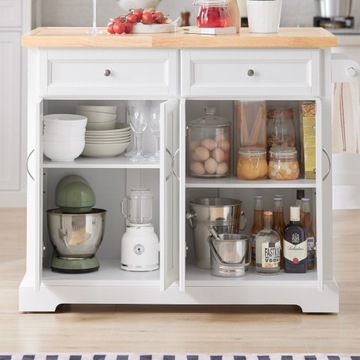 SoBuy Кухонный островной барный стол со складной столешницей, на колесах FKW71-WN