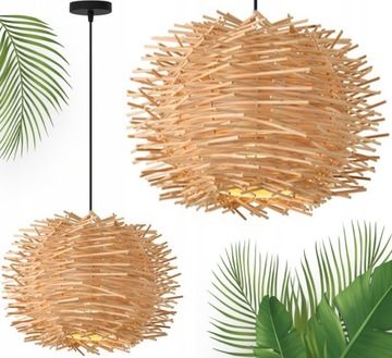 LAMPA WISZĄCA NATURALNA BOHO BAMBUSOWA PLECIONA