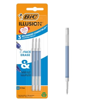 BIC GEL-OCITY ILLUSION WKŁADY DO DŁUGOPISU NIEBIESKIE WYMAZYWALNE ZESTAW x3